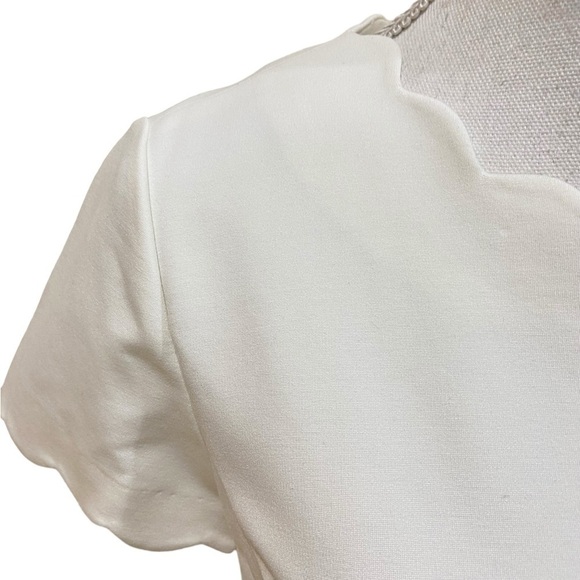 NWT brooks brothers off white Ponte knit scalloped hems & neckline size medium - Picture 5 of 13
